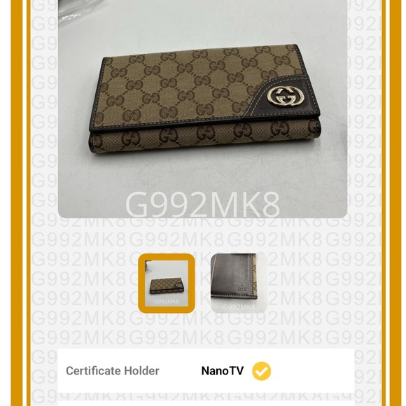 Gucci Britt GG Monogram Continental Wallet Brown Canvas - Picture 8 of 8